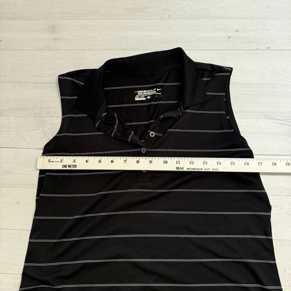 Nike Golf women's sleeveless polo shirt‎ black and white stripes large